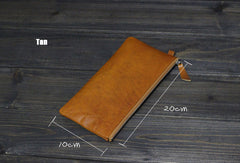 Handmade Men long leather wallet men vintage brown coffee blue wallet for him