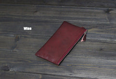 Handmade Men long leather wallet men vintage brown coffee blue wallet for him