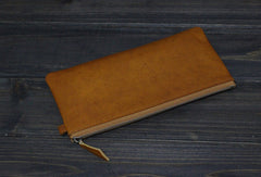 Handmade Men long leather wallet men vintage brown coffee blue wallet for him