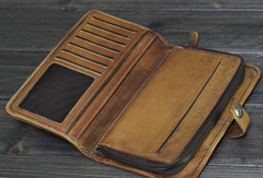 Cool Mens long leather wallets Vintage Long Wallets for Men Trifold Wallet