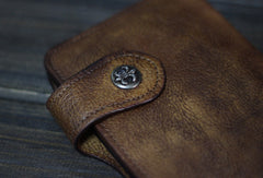 Handmade Men long leather wallet clutch men vintage brown gray wallet for him