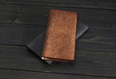 Handmade Mens long leather wallet vintage bifold long wallet for him - EverHandmade