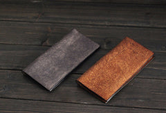 Handmade Mens long leather wallet vintage bifold long wallet for him - EverHandmade