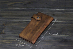 Handmade Men long leather wallet clutch men vintage brown gray wallet for him