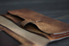 Handmade Mens long leather wallet vintage bifold long wallet for him - EverHandmade