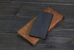 Handmade Mens long leather wallet vintage bifold long wallet for him