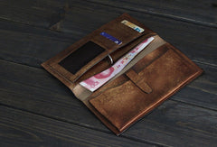 Handmade Mens long leather wallet vintage bifold long wallet for him - EverHandmade