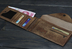Handmade Men long leather wallet clutch men envelop vintage gray multi cards wallet for him