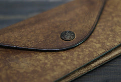 Handmade Men long leather wallet clutch men envelop vintage gray multi cards wallet for him
