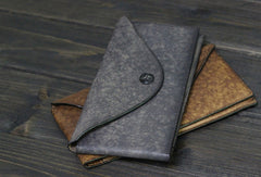 Handmade Men long leather wallet clutch men envelop vintage gray multi cards wallet for him