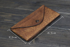 Handmade Men long leather wallet clutch men envelop vintage gray multi cards wallet for him