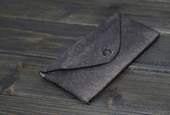 Handmade Men long leather wallet clutch men envelop vintage gray multi cards wallet for him