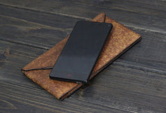 Handmade Men long leather wallet clutch men envelop vintage gray multi cards wallet for him