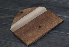 Handmade Men long leather wallet clutch men envelop vintage gray multi cards wallet for him