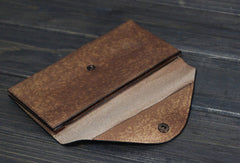 Handmade Men long leather wallet clutch men envelop vintage gray multi cards wallet for him