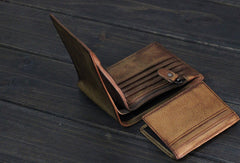 Handmade Men small leather wallets men vintage brown gray billfold wallet for him