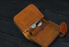Handmade Men billfold leather wallet men vintage brown wine wallet for him