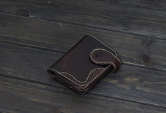Handmade Men billfold leather wallet men vintage brown wine wallet for him