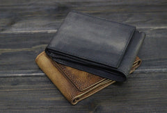 Handmade Men billfold leather wallet men vintage gray brown card wallet for him
