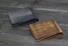 Handmade Men billfold leather wallet men vintage gray brown card wallet for him