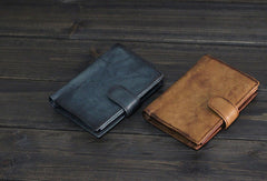 Handmade Men billfold leather wallet men vintage trifold brown gray wallet for him - EverHandmade