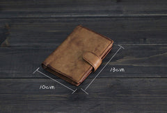 Handmade Men billfold leather wallet men vintage trifold brown gray wallet for him - EverHandmade