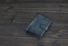 Handmade Men billfold leather wallet men vintage trifold brown gray wallet for him - EverHandmade