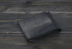 Handmade Men billfold leather wallet men vintage gray brown card wallet for him