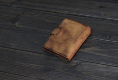 Handmade Men billfold leather wallet men vintage trifold brown gray wallet for him - EverHandmade
