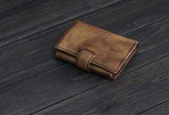 Handmade Men billfold leather wallet men vintage trifold brown gray wallet for him - EverHandmade