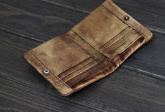 Handmade Men leather small wallet men vintage brown gray billfold wallet for him