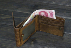 Handmade Men billfold leather wallet men vintage gray brown card wallet for him