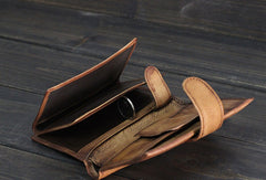 Handmade Men billfold leather wallet men vintage trifold brown gray wallet for him - EverHandmade