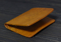 Handmade Men billfold leather wallet men vintage Wine Yellow card wallet for him