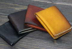 Handmade Men billfold leather wallet men vintage brown coffee wine wallet for him