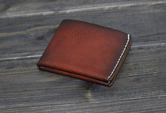 Handmade Men billfold leather wallet men vintage brown coffee wine wallet for him - EverHandmade