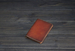Handmade Mens billfold leather wallet Vintage Bifold Small wallet for Men