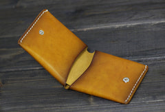 Handmade Men billfold leather wallet men vintage brown coffee wine wallet for him - EverHandmade