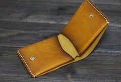 Handmade Men billfold leather wallet men vintage brown coffee wine wallet for him - EverHandmade