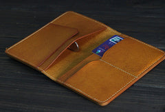 Handmade Mens billfold leather wallet Vintage Bifold Small wallet for Men