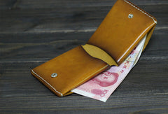 Handmade Men billfold leather wallet men vintage brown coffee wine wallet for him - EverHandmade