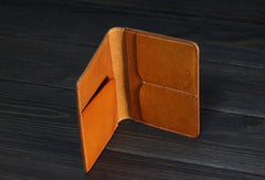 Handmade Mens billfold leather wallet Vintage Bifold Small wallet for Men