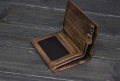 Handmade Men billfold leather wallet men vintage brown card wallet for him - EverHandmade