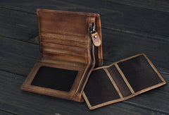 Handmade Men billfold leather wallet men vintage brown card wallet for him - EverHandmade