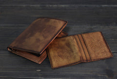 Handmade Men billfold leather wallet men vintage brown card wallet for him - EverHandmade
