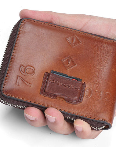 Vintage Mens Cool Small Leather Wallets Men billfold Wallets Bifold for Men