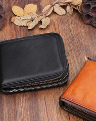 Leather Mens Cool billfold Zipper Wallets Men Small Wallets Bifold for Men