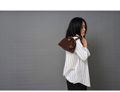 Handmade Womens Coffee Leather doctor Handbag Classic shoulder doctor bags Purse for women