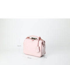 Handmade Womens Pink Leather doctor Handbag Classic shoulder doctor bags Purse for women