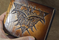 Handmade diablo3 diablo billfold wallet carved custom personalized leather for men - EverHandmade